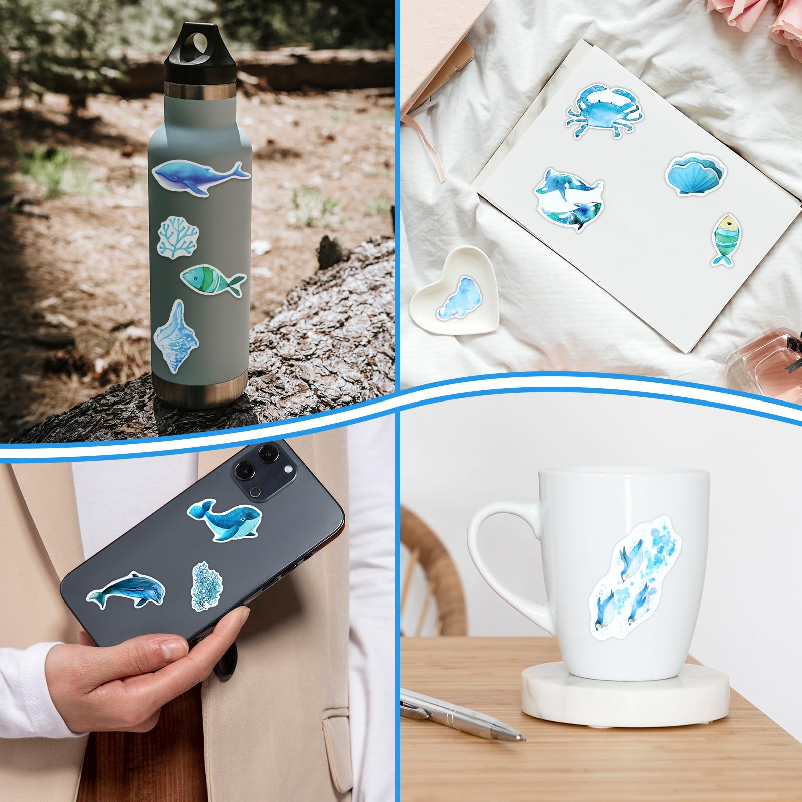 50 Adesivi Animali Oceano - In PVC, Impermeabili, Per Decorare Skateboard, Diari, Bottiglie - Foto 12