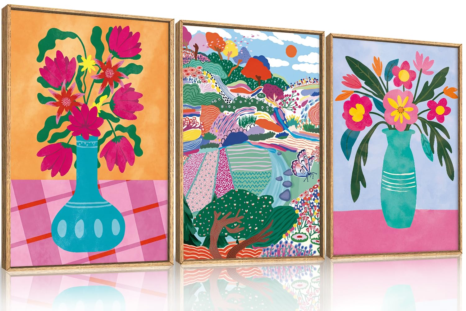 HOURIA Spring Floral Field Canvas Set