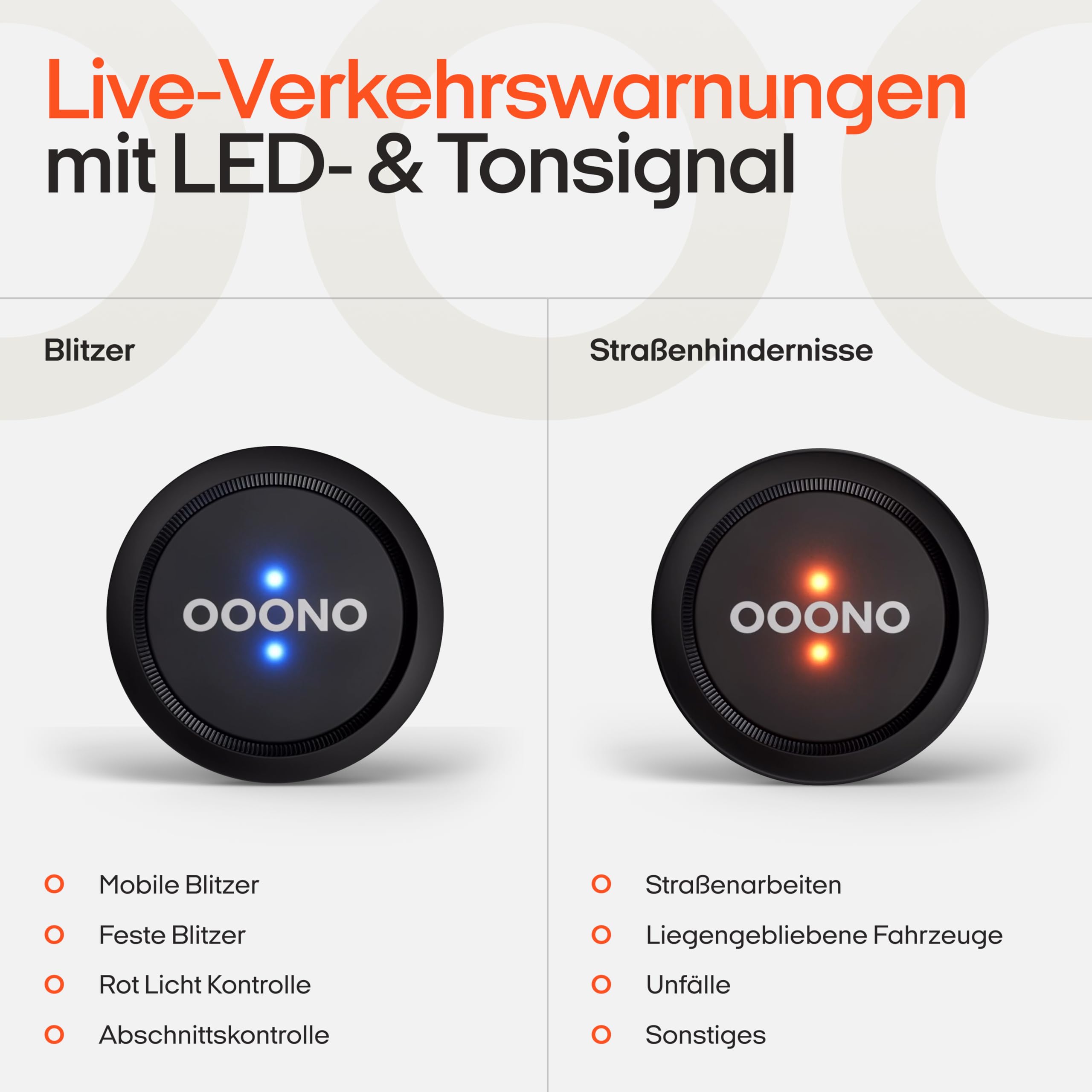OOONO Co-Driver NO1: Warnt vor Tempo-Kontrollen und Gefahren im Straßenverkehr in Echtzeit - Automatisch aktiv nach Verbindung zum Smartphone über Bluetooth
