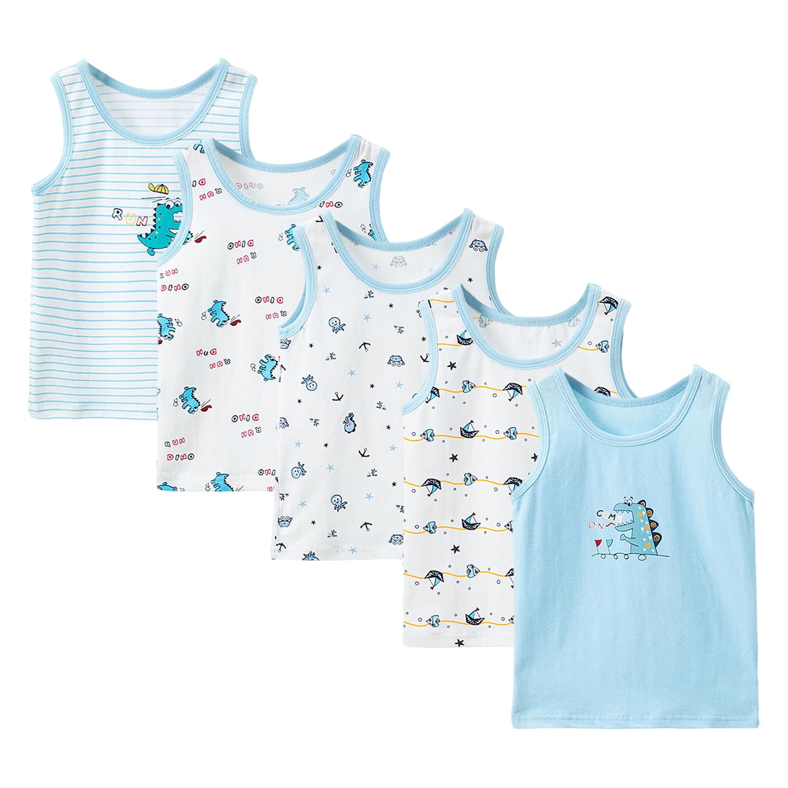 2 a 10 Años Chalecos para Niños Camiseta Interior Sin Mangas de Algodón Pack de 5 Camisetas Sin Mangas Suaves Transpirables para Niños