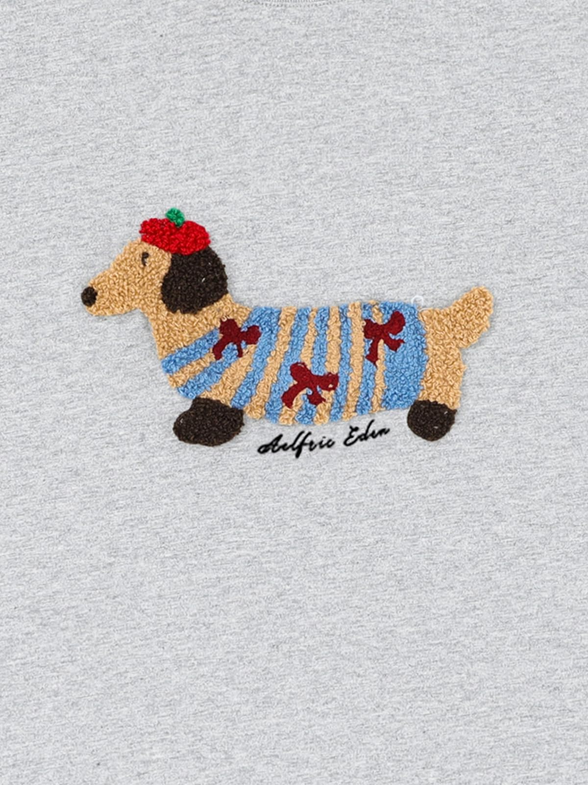 Aelfric Eden Cartoon Dog Embroidery T-Shirt Cartoon Cani Ricamo Stampa Divertente Tshirt Graffiti Shirt Manica Corta Estate Top Casual Top