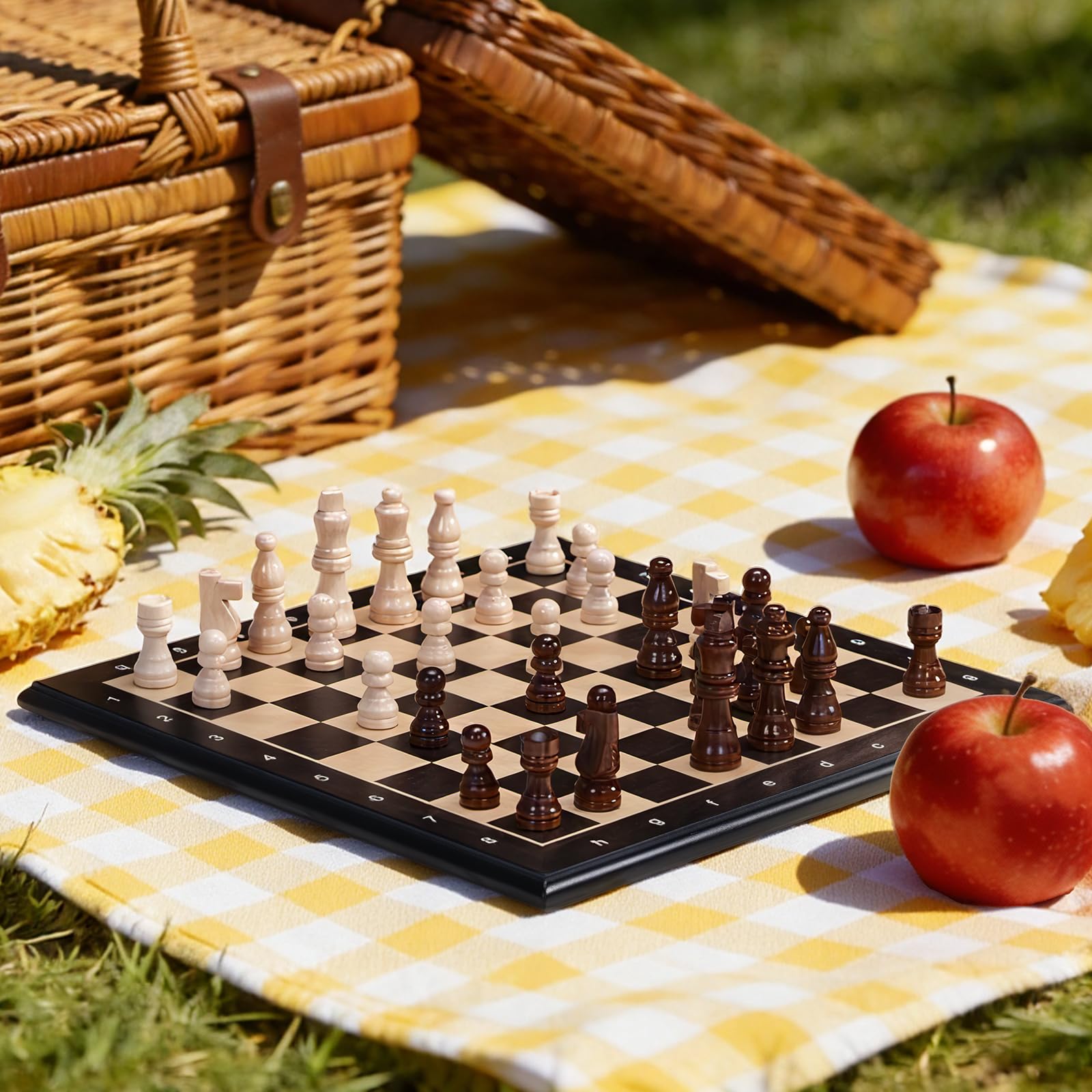 Peradix Ajedrez Magnético de Madera con Tapa Desmontable, Juego de Ajedrez y Damas 2 en 1 con Piezas, Regalo Tradicional para Adultos y Niños