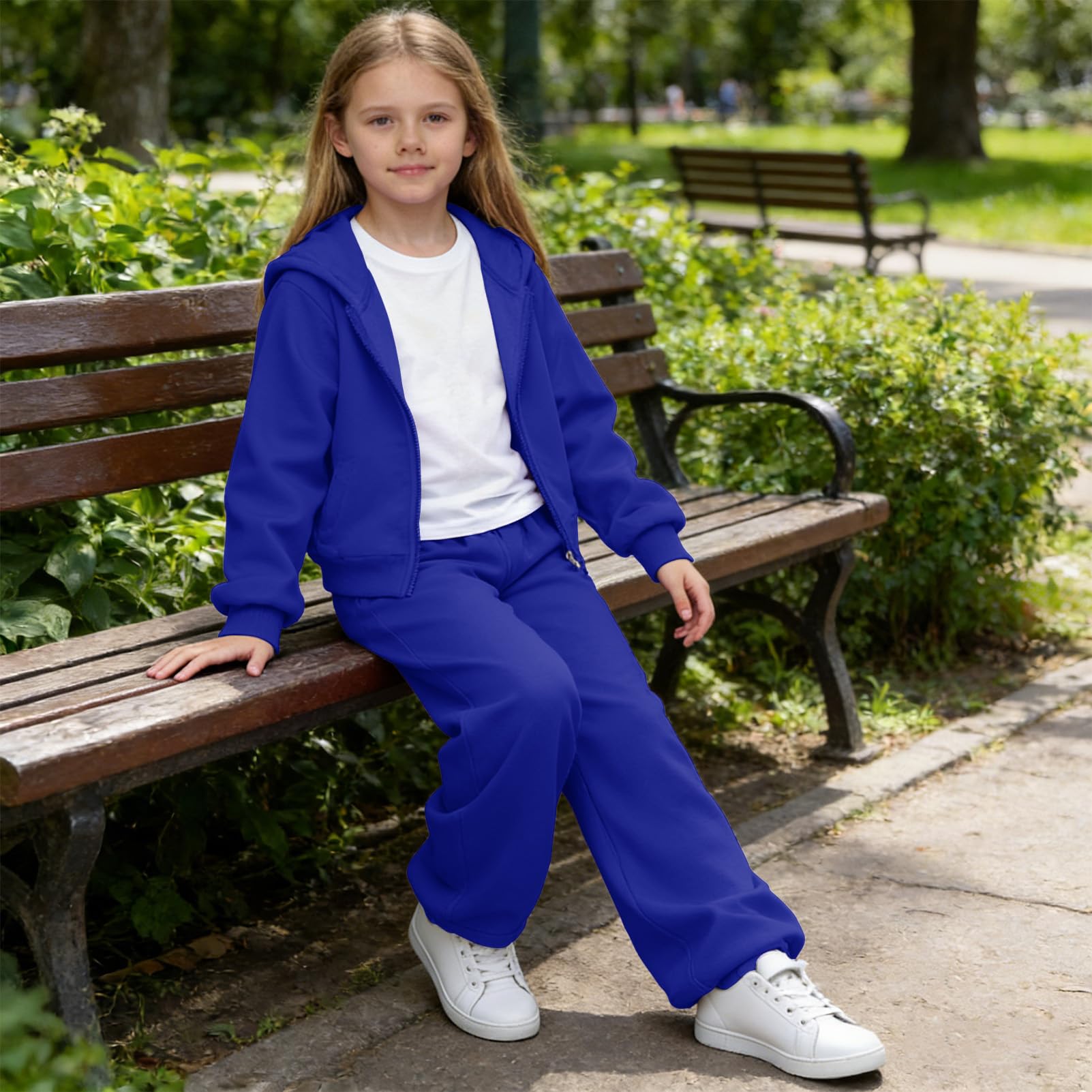 amropi Bambina Ragazze Tuta 3 Pezzi Set Felpa con Cappuccio e Maglietta e Pantaloni a Gamba Larga Sportiva Set per 7-12 Anni