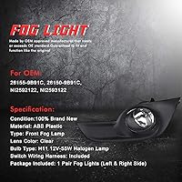 Vista 4 de Lámparas antiniebla de conducción de repuesto para Nissan Altima 2013 2014 2015 con bombillas halógenas H11 12V 55W y bisel negro cromado e