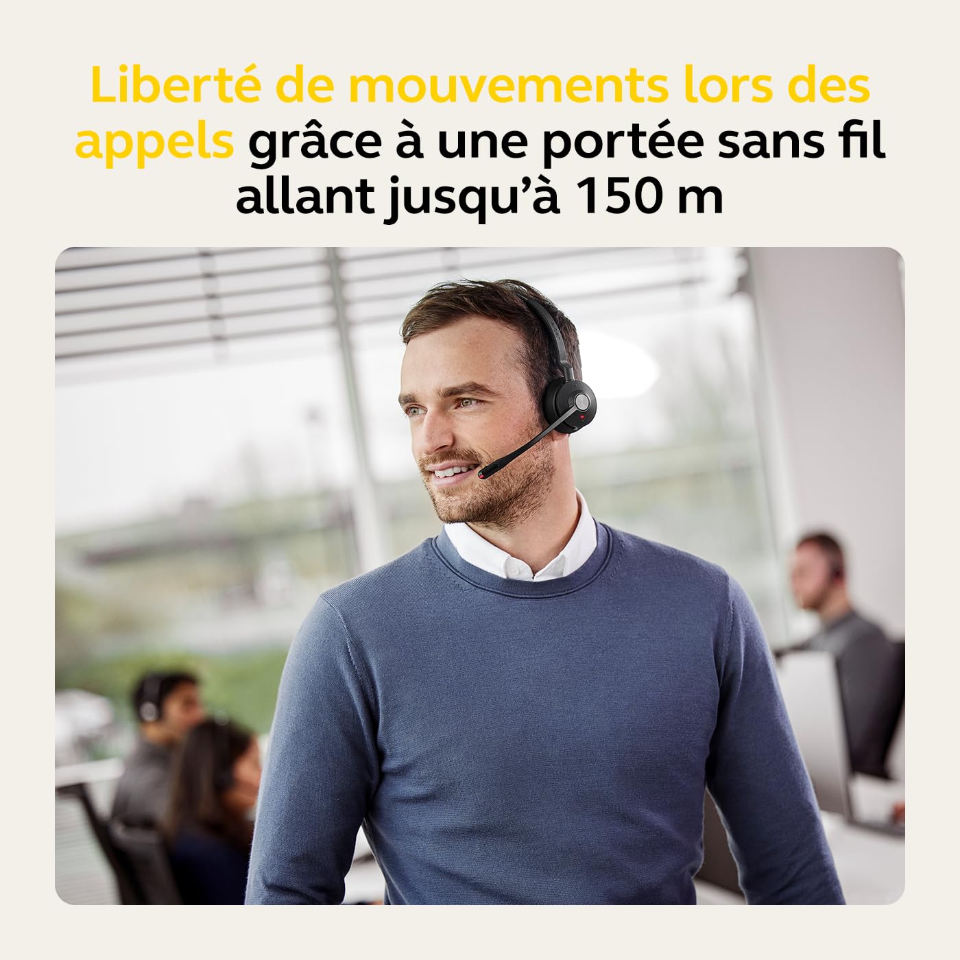 Jabra Engage 55 - Micro-casque stéréo sans fil avec adaptateur DECT USB-C Link 400, Microphone à réduction de bruit - Portée étendue et protection auditive - Certifié MS Teams - Noir