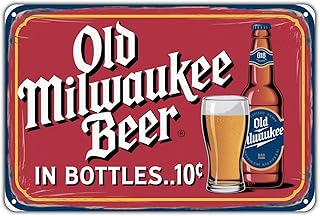 Old Milwaukee Beer tin sign Vintage Old Milwaukee Beer Advertisement Metal Sign for Garden & Yard Bar Porch Garage Home Bedroom Kitchen Decor Gift 8 x12 easy to hang