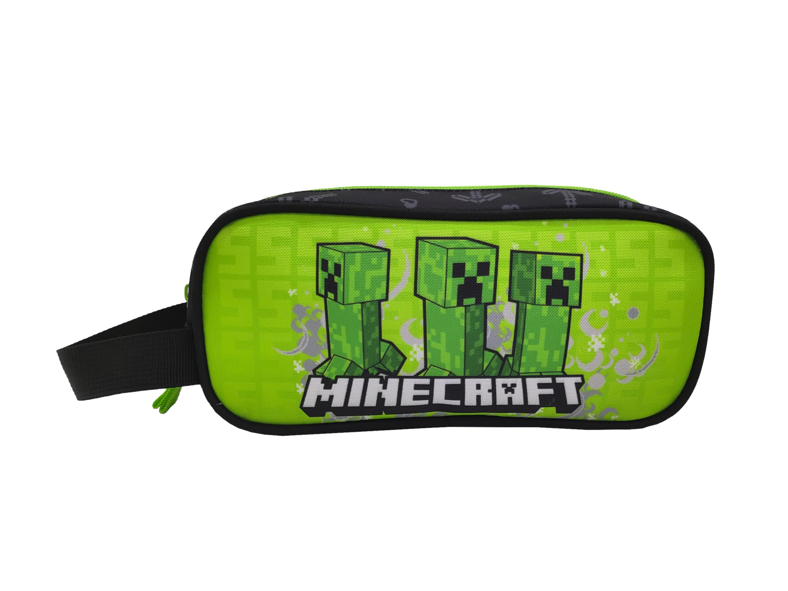 Set Trolley Compacto, Escolar, Viaje, 3 Pcs,Lonchera, Estuche, Color Verde, Producto Oficial, Minecraft