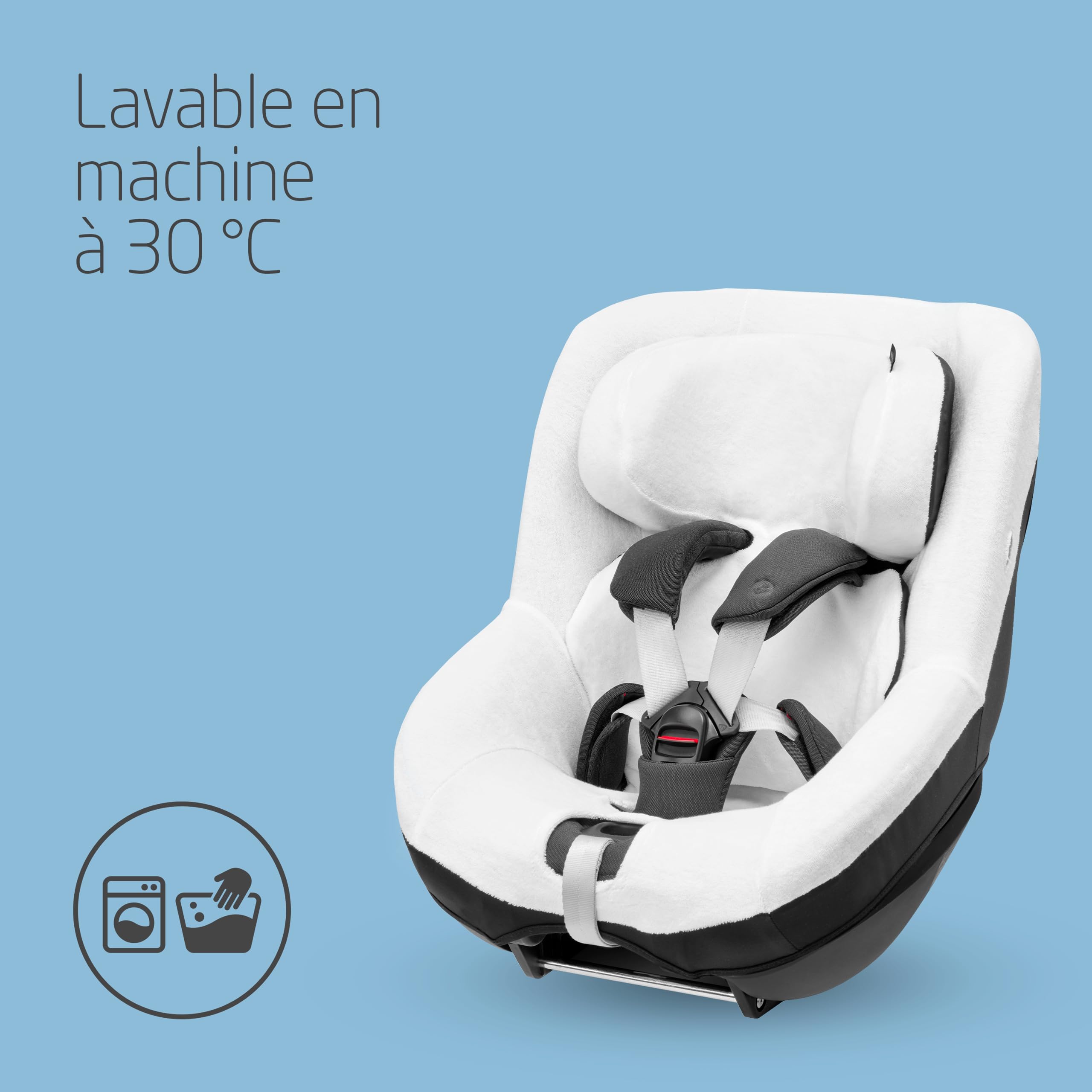 Maxi-Cosi Housse de Siège-auto en Coton Biologique pour Pearl 360, Mica (Eco) et Mica 360 S (Comfort), Matériaux Doux, Respirants et Absorbant L'humidité, Lavable en Machine, Natural White