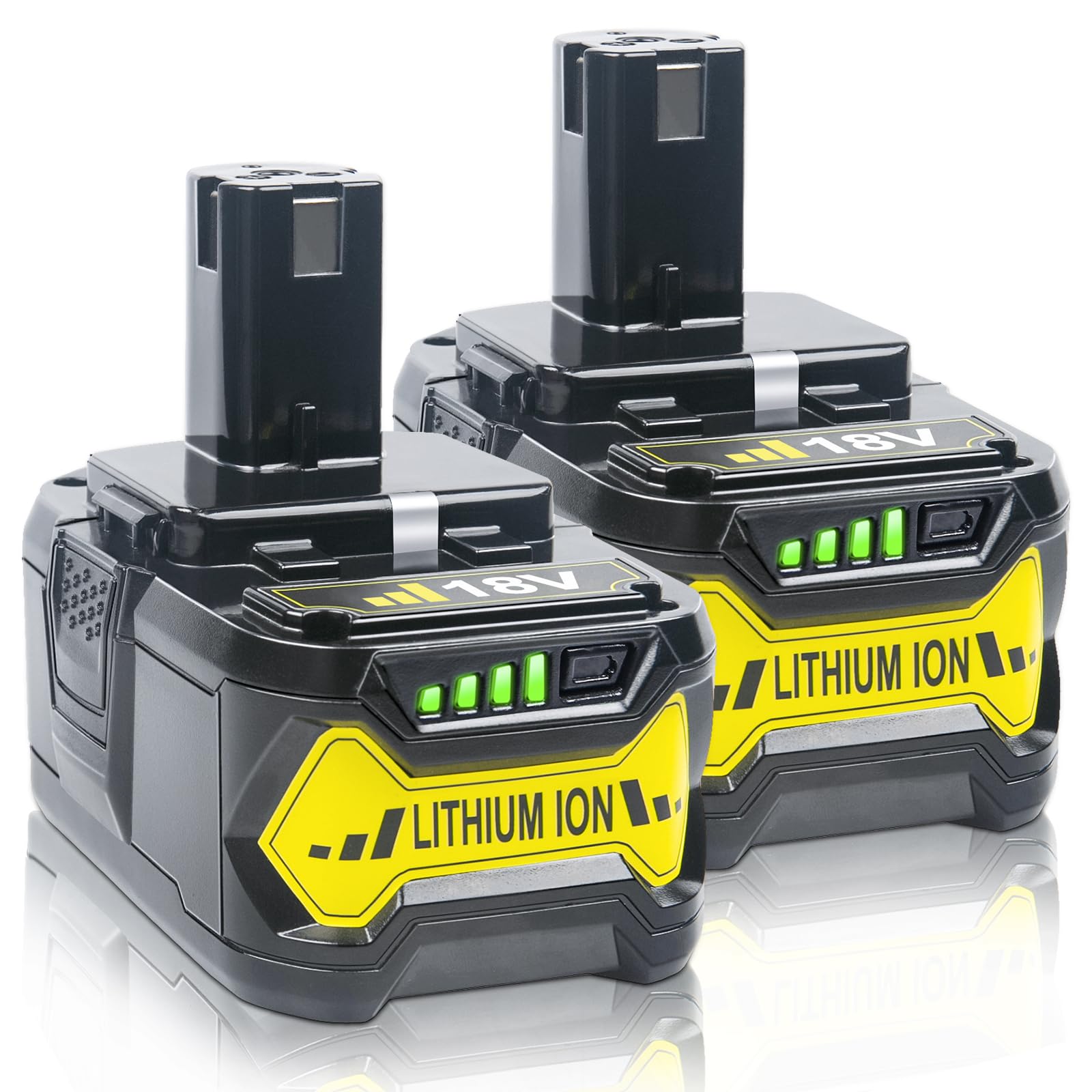 FSKE 2Pack 6.5Ah P108 Battery Replacement for Ryobi 18V Battery P108