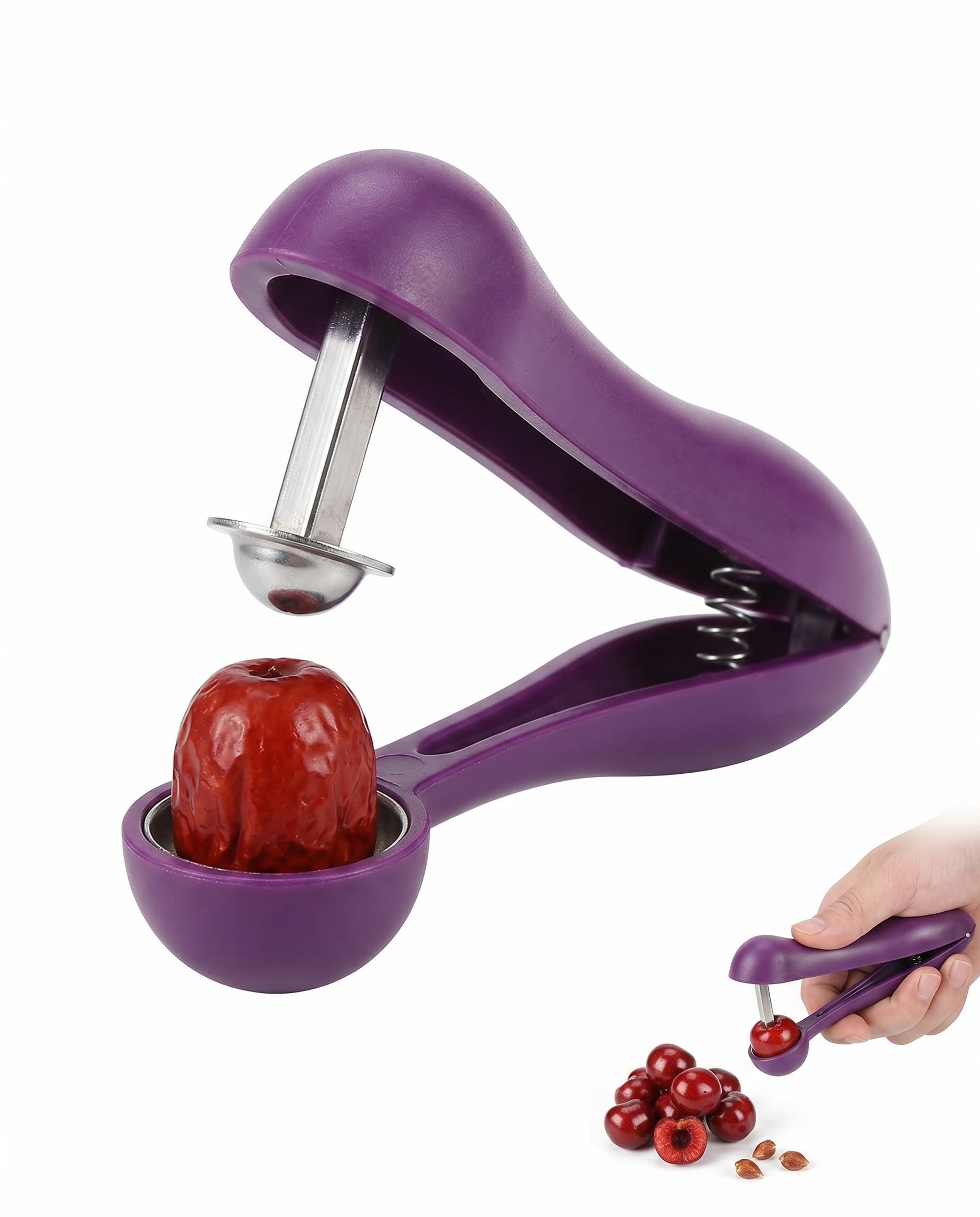 TISCH Deshuesador Cerezas y Frutas 1 Pieza Acero Inoxidable – Preciso, Rápido y sin Esfuerzo. Para Dátiles, Azufaifas y Olivas. Entkernado limpio, sin salpicaduras para postres y snacks.