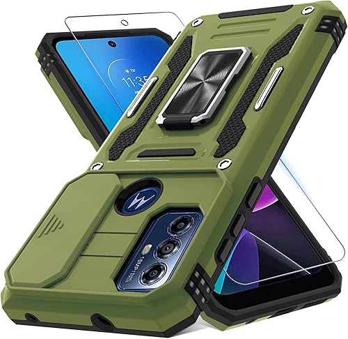 DEERLAMN Funda para Moto G 5G 2023 con cubierta deslizante para cámara + protector de pantalla (1 unidad), protección completa de la cámara soporte