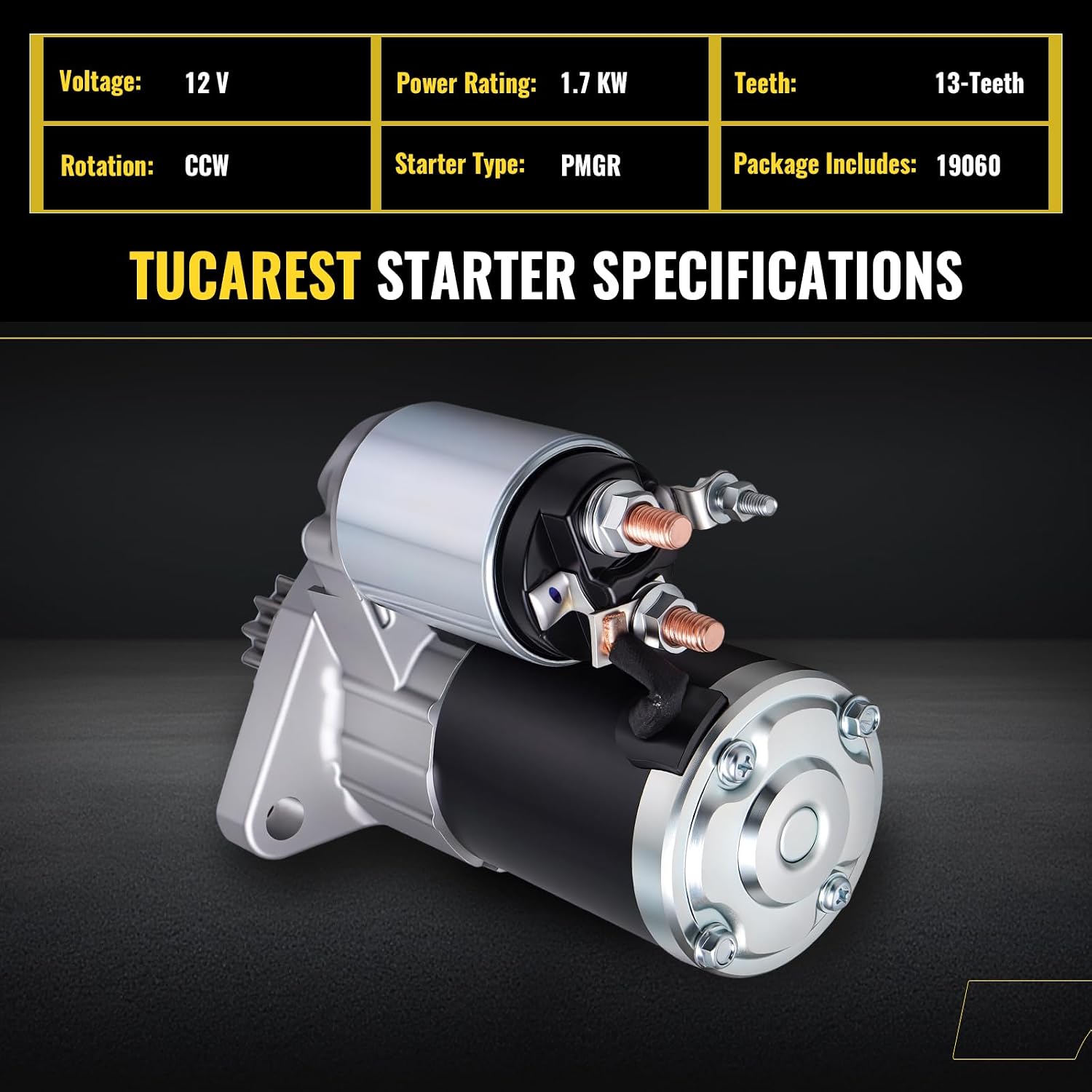 TUCAREST 19060 Starter (For 2.5L No Hybrid,w/Automatic CVT Transmission) Compatible With 2007-2010 2011-2012 Ni-ssan Altima [OE# 23300-JA00A 23300-JA00C 23300-JA01A SMT0236]