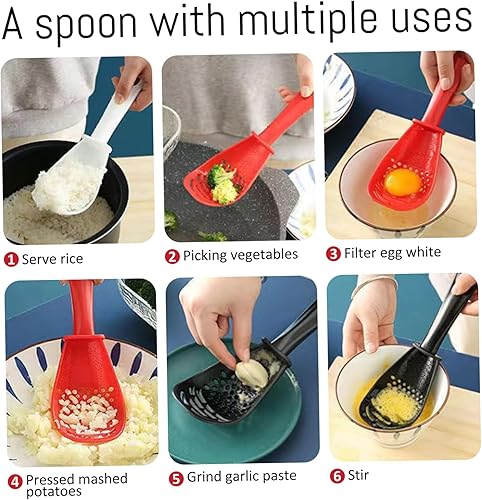 Miniatura 4 de Multi Function Spoon Plastic, Multifunctional Cooking Spoon with Hanging Hole for Cooking Mashing Draining Grating 2.8x8.9 inch