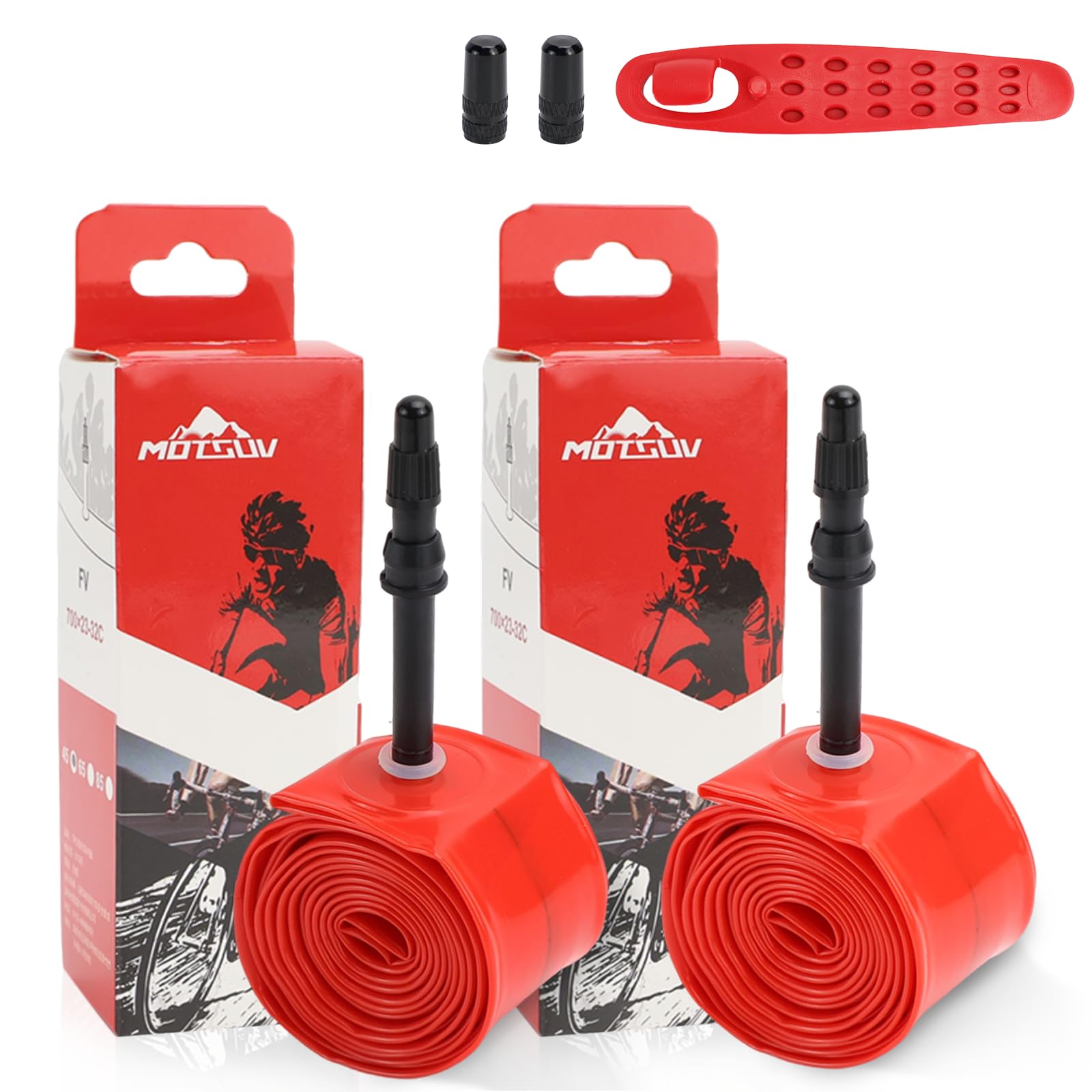 Lot de 2 chambres à air pour vélo de route 700 x 18-32C, valve française, en TPU ultra léger 33 g