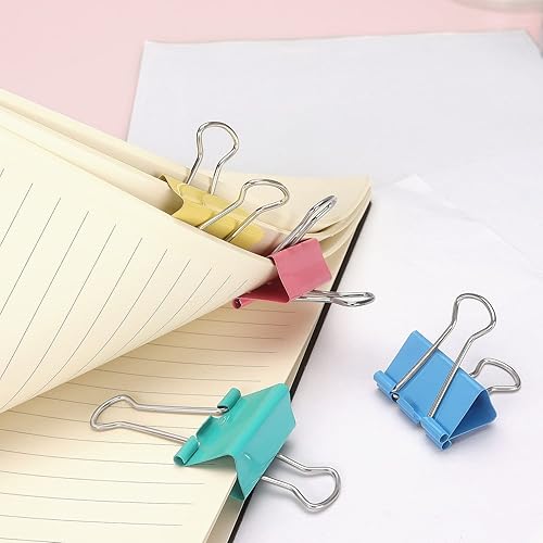 Miniatura 5 de ZZTX Clips para carpetas de papel, tamaño mediano, colores surtidos, 1.3 pulgadas, 24 piezas