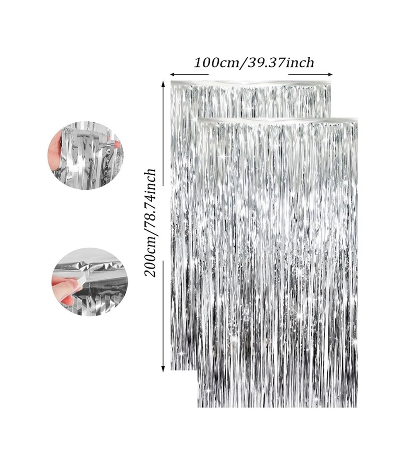 22 UDS-1 * 2,0 m cortinas con flecos de papel aluminio for decoración fondo fiesta, pared película brillante borlas Para Hogar(Rose red)