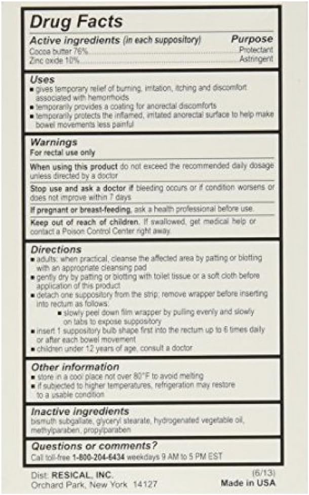 Calmol 4 Hemorrhoidal Suppositories 24 Each (Pack of 4)