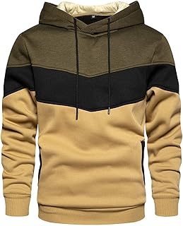 Gesean Men's Novelty Color Block Pullover Fleece Hoodie Casual Sweatshirt