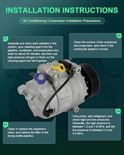 Miniatura 7 de SCITOO Compresor de CA para 2004-2017 para Audi Q7 3.6L para Porsche Cayenne 3.2L para Volkswagen Touareg 3.2L para Volkswagen Touareg 3.6L CO 11239C