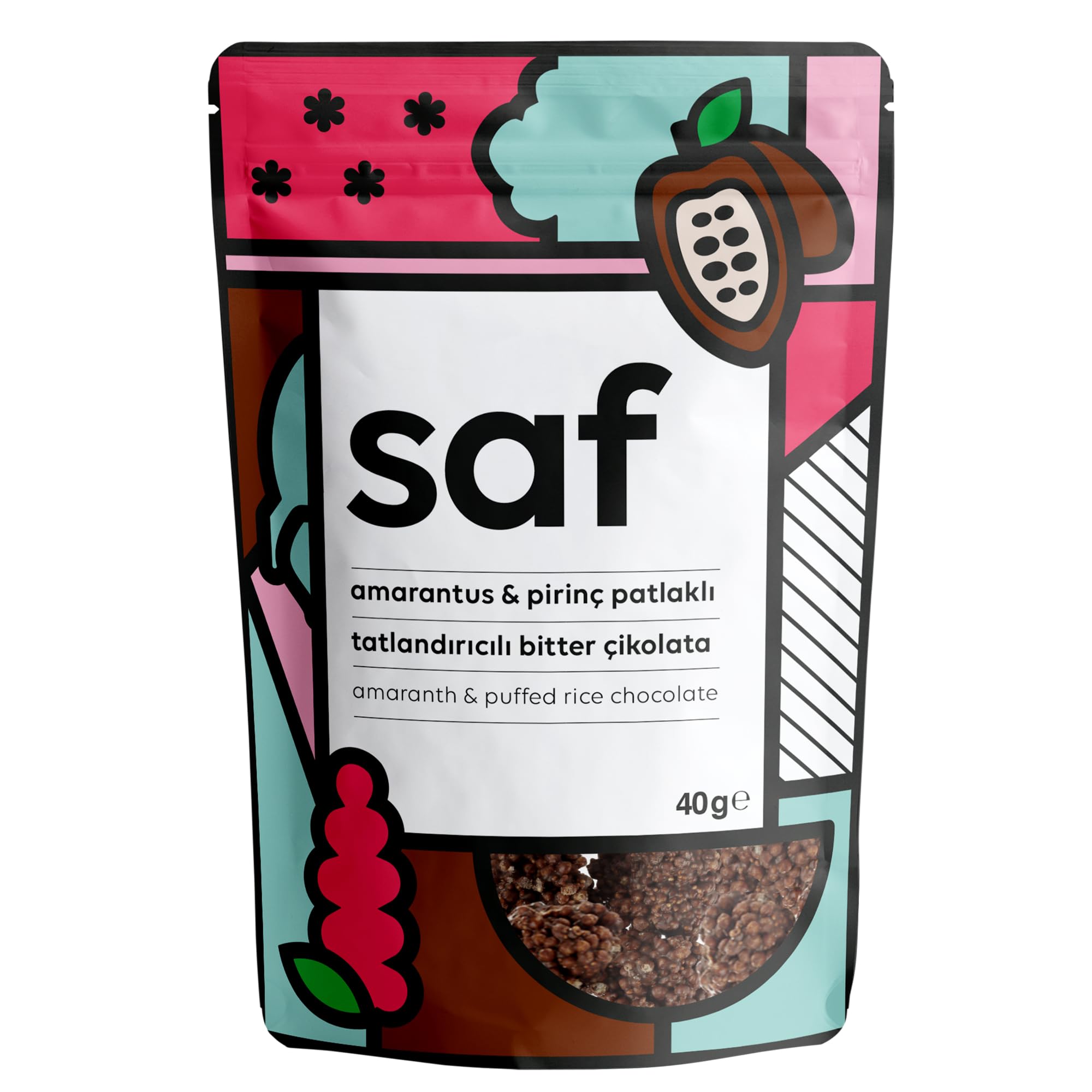Saf Nutrition Amarantlı Pirinç Patlaklı Çikolata 40 gr