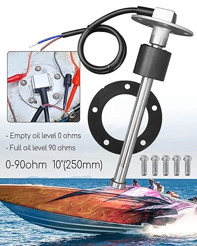 Miniatura 4 de Unidad de envío de tanque de combustible para barco, de 0 a 90 ohmios, 10 pulgadas (9.843 in), sensor de nivel de combustible de gas de acero