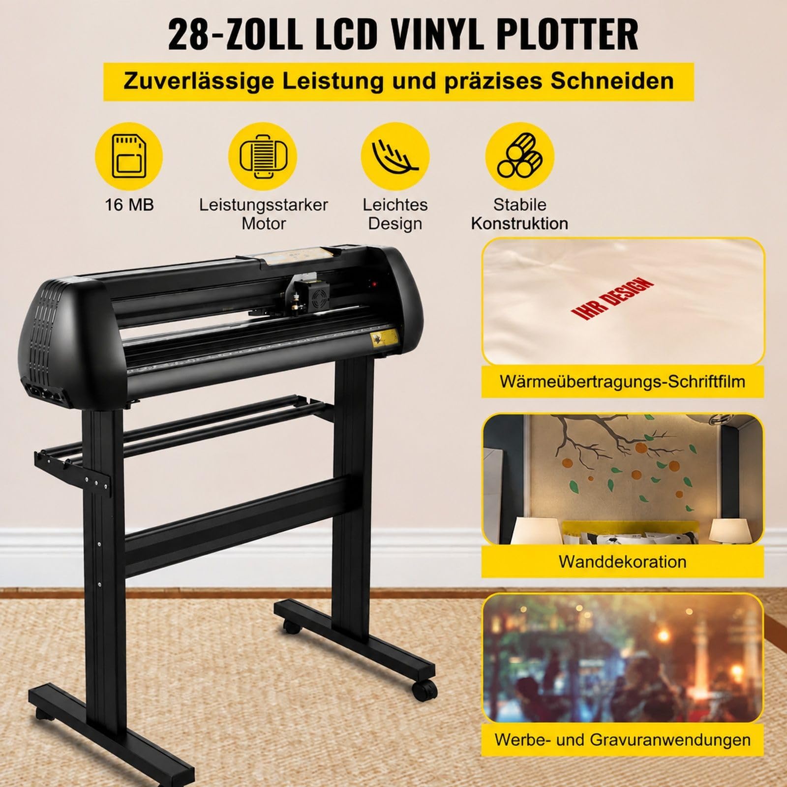 Vinyl Schneideplotter mit LED Anzeige, Bodenständer, fünf Rollen und manueller Kontur für Beschriftungsfolie