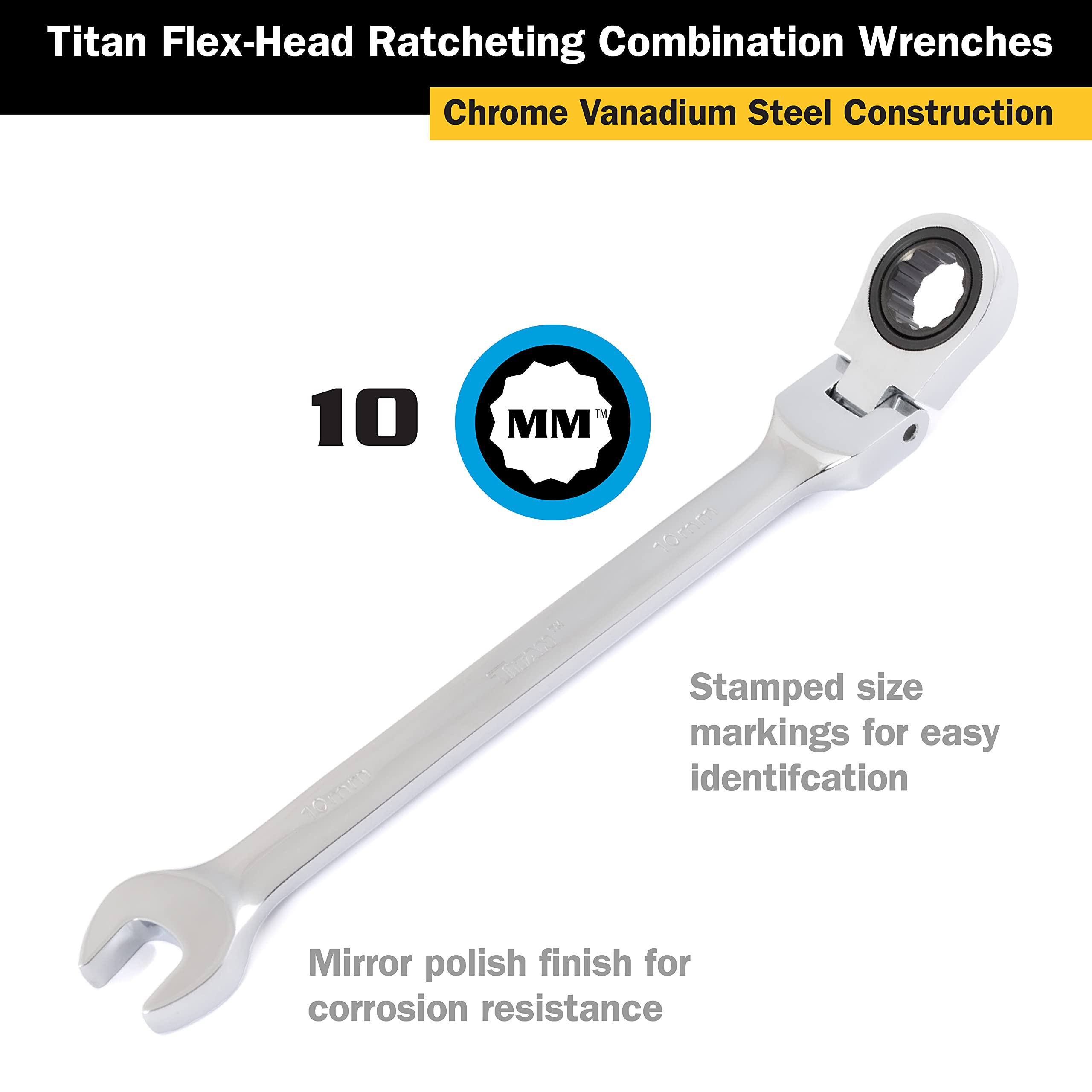Titan herramientas 12810 10 mm flex llave de trinquete – Multicolor