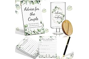 Advice Jar for Bridal Shower - 53 Pcs Greenery Wooden Wedding Sign