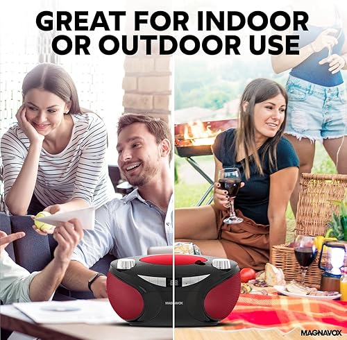 Miniatura 9 de Magnavox MD6949 Caja de CD portátil de carga superior con radio estéreo AMFM y tecnología inalámbrica Bluetooth en rojo y negro  Compatible con