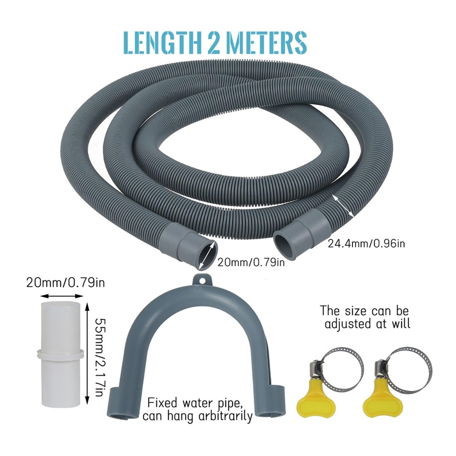 Kit di prolunga for tubo di scarico, tubo di scarico sostitutivo da 6,6 piedi for lavatrice, asciugatrice, lavastoviglie e altre applicazioni