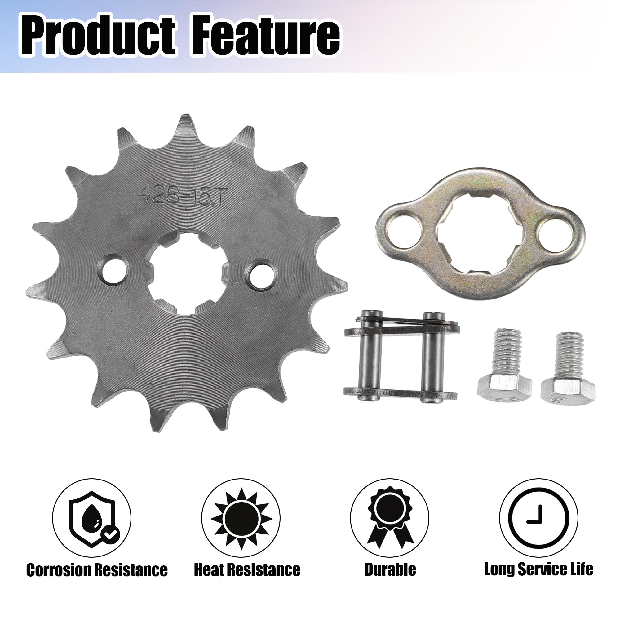 QUARKZMAN 1 Set 428 15T 17mm Anteriore Motore Pignone per Sporco Bicicletta per Mini Bicicletta ATV