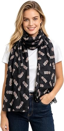 Lina & Lily Cockapoo Dog Print Womens Scarf Shawl Wrap Lightweight