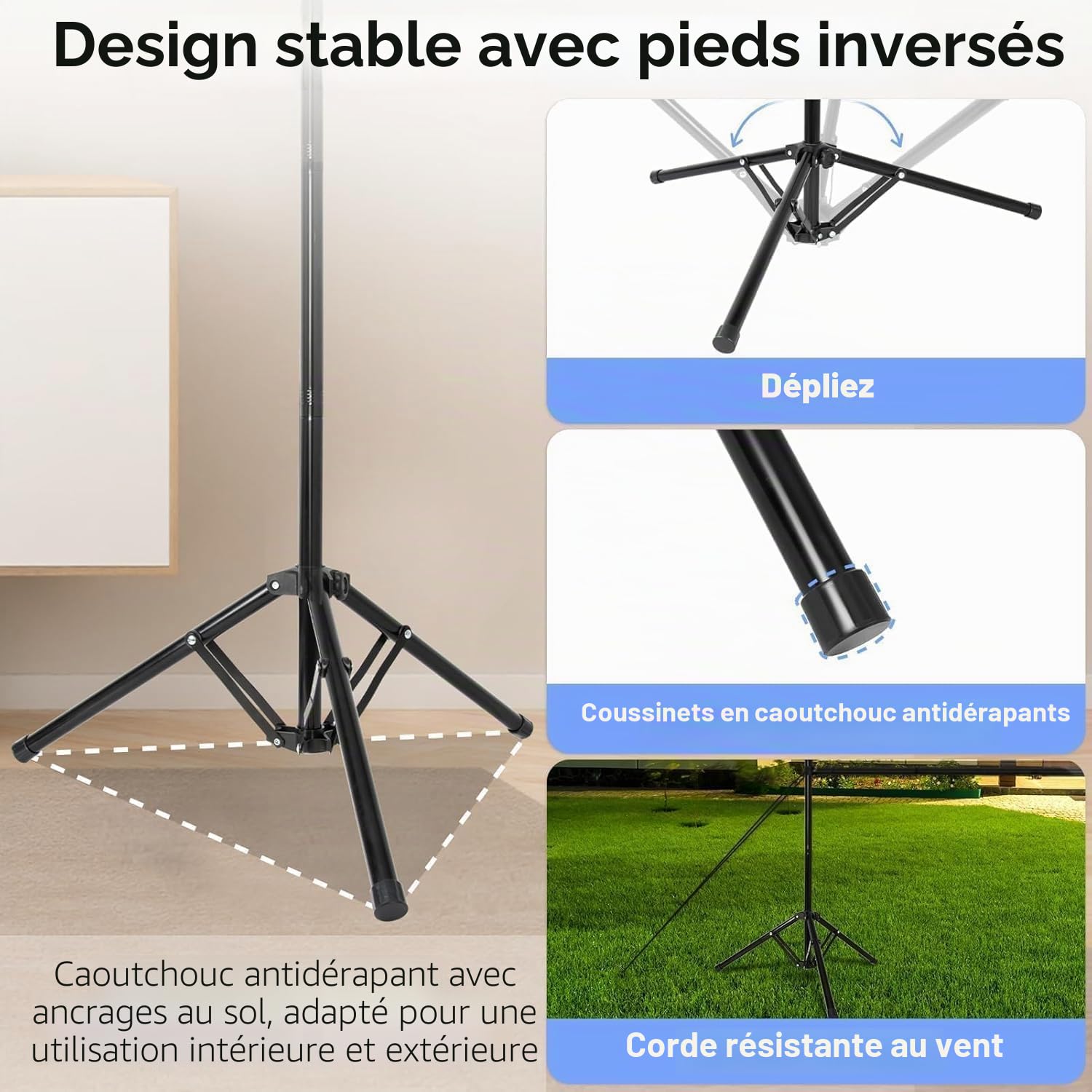 EMART Écran de Projection avec Support 100 Pouces, Écran Videoprojecteur Portatif 16:9 4K Avant et Arrière HD, Toile de Projection sur Pied pour Cinéma Maison, Bureau