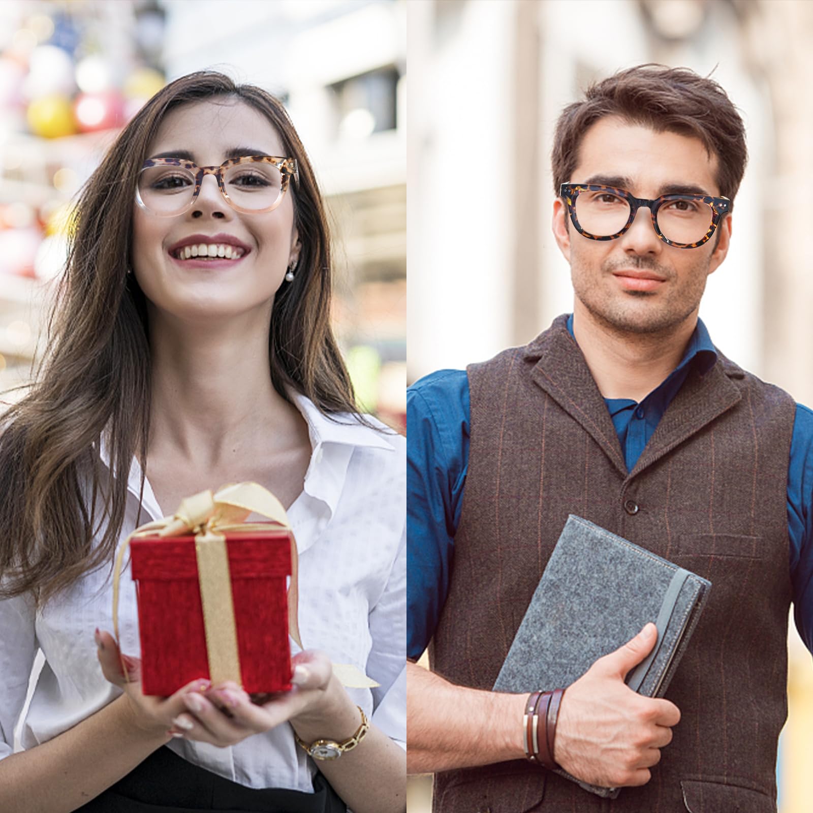 Gafas cuadradas con bloqueo de luz azul de gran tamaño para mujer, antisobreesfuerzo y protección UV