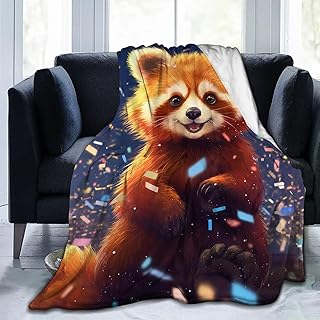SARA NELL Red Panda Blanket, Cute Happy Red Panda on Magic Space Flannel Throw Blanket, Soft Plush Red Panda Gifts for Gir...
