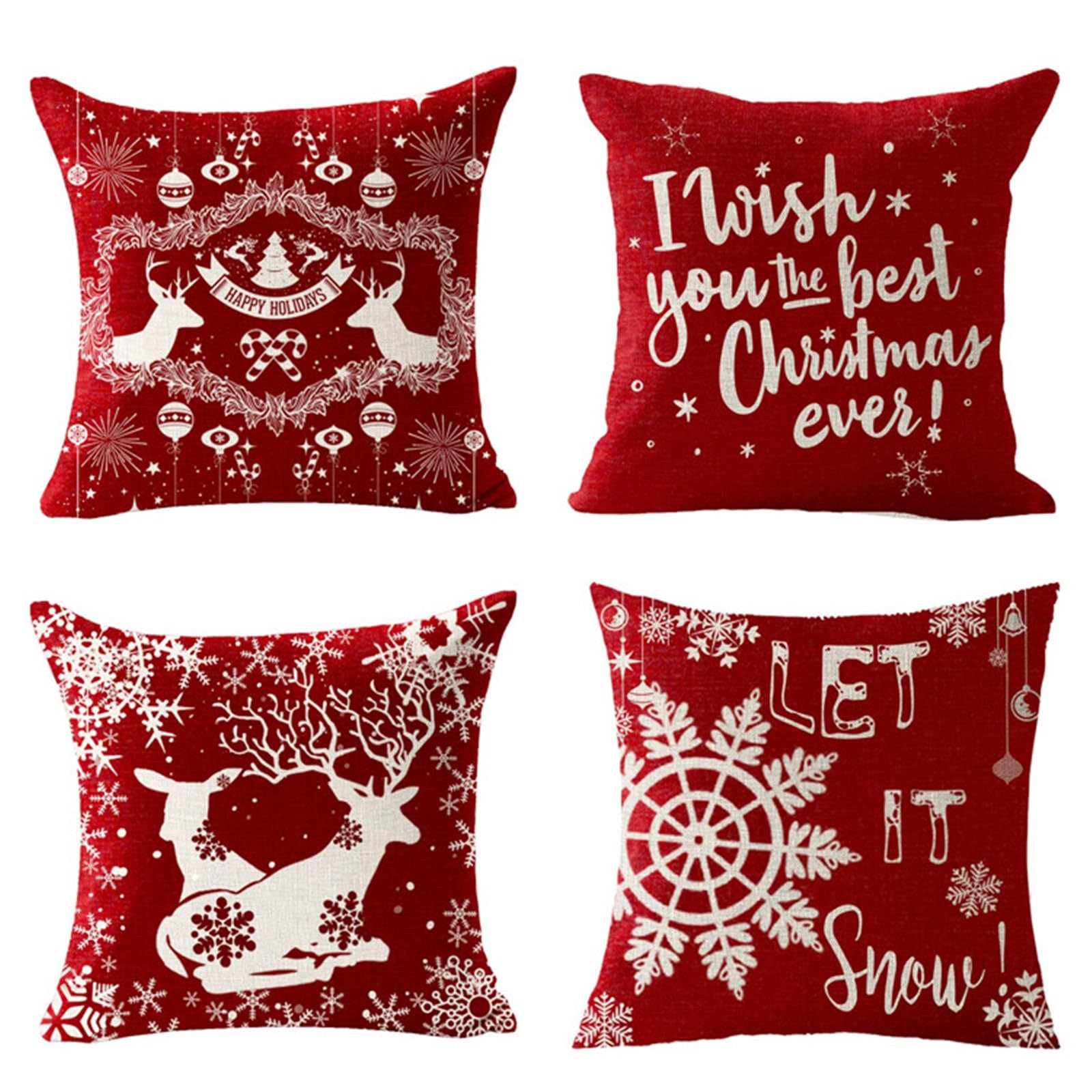 Housses de coussin cerf en lin lot de 4 décoration nature pour canapé et jardin