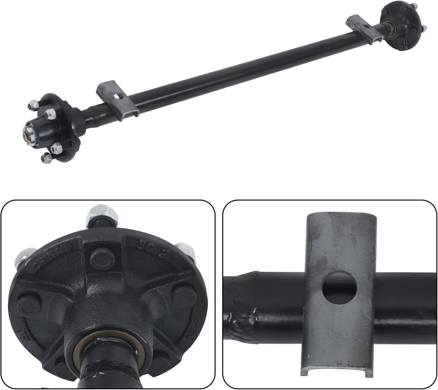 Trailer Axle 2000 lbs Axle Beam 5 Lug Trailer Axle 44 inch Hub Face