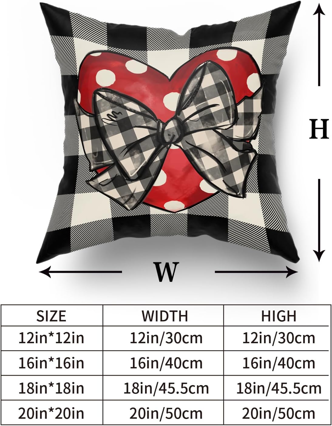 Valentines Pillow Covers 18x18 Set of 2 Valentine's Day Dots Love Heart Buffalo Plaid Decorative Throw Pillow Cases Valentine Couple Lovers Farmhouse Decor for Sofa Couch Bed - Image 6
