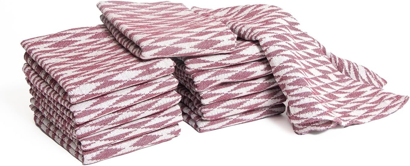 CharlottelyHues Jacquard Cloth Napkins Set of 12 Cotton Highly Absorbent, Washable Soft Premium Hotel Quality 20x20 inch Dinner Napkin for Parties, Weddings and Table Decoration - (Maroon)