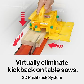 MICROJIG GRR-RIPPER Pro 3D Pushblock for Safety, Precision and Control, 3-Dimensional Force System, Ideal for Router Table Saw and More, Includes SafeRip Kit, GR-200Pro, Yellow