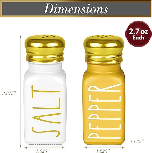 Miniatura 6 de Brighter Barns - Juego de saleros y pimenteros dorados de granja, decoración moderna de granja para restaurantes, bodas, regalos, cocteleras de