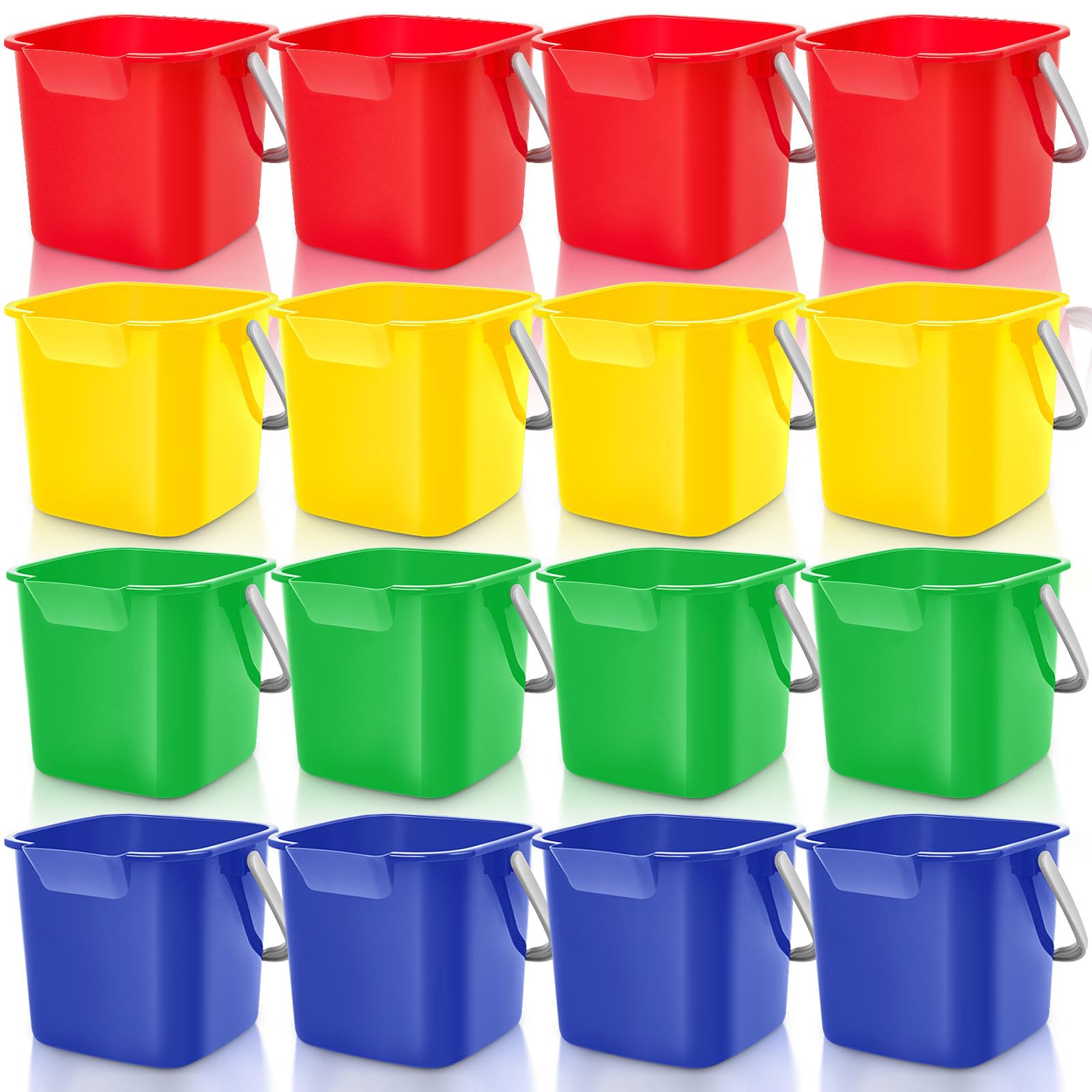 Irenare 16 Pcs Sanitizing Bucket 3 Quart Cleaning Pail, Multicolor