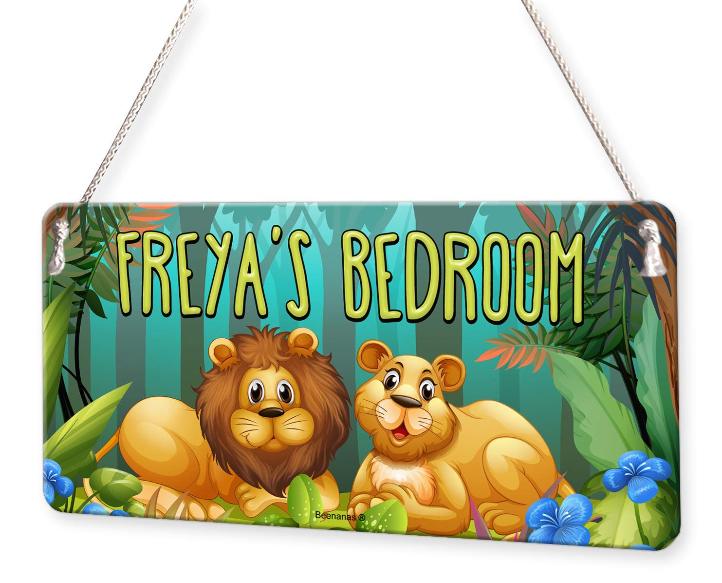 Beenanas Jungle Lion Forrest Personalised Childs Bedroom Door Sign Name Plaque
