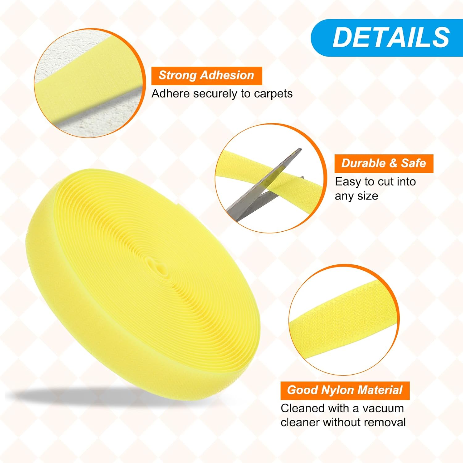 PATIKIL 6 Rolls 157Ft Carpet Marker Strips, Nylon Floor Tape for Areas and Flow Line Up for Classroom, Social Distance, Office, Light Yellow