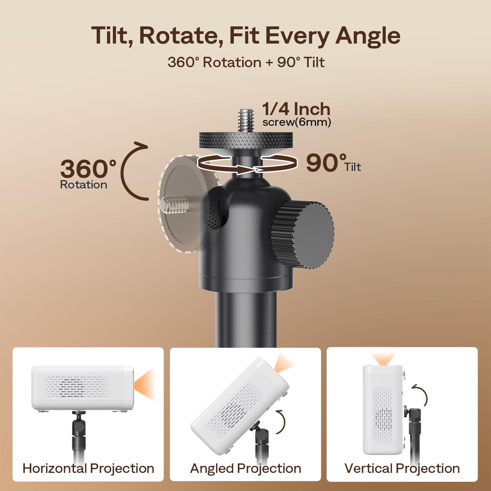 Aurzen Supporto regolabile per proiettori, altezza 43,9-110 cm, compatibile con TMY, HAPPRUN, Yaber, Epson e la maggior parte dei proiettori, vite da 1/4", ideale per proiettori