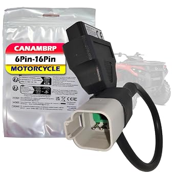6 Pin to 16 Pin OBD2 Adapter Cable for BRP & CAN-AM, Motorcycle Diagnostic Tool Connector Fits for CAN-AM Spyder, ATV, UTV and BRP Moto Bike