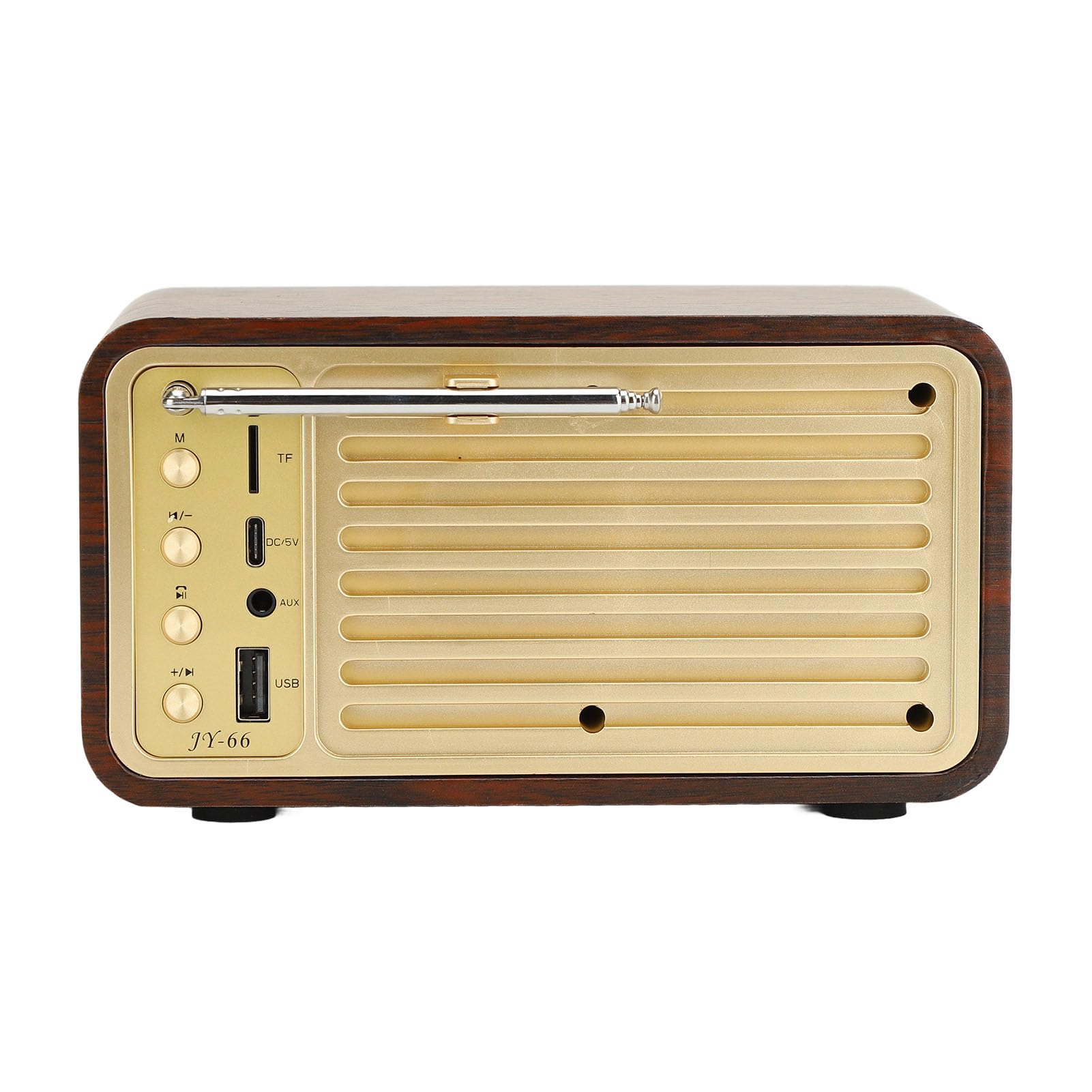 Bewinner Haut-parleur Bluetooth rétro en bois, haut-parleur sans fil portable vintage, carte TF, AUX, entrée USB, petit haut-parleur Bluetooth vintage pour cadeau, fête, voyage, bureau, maison en bois