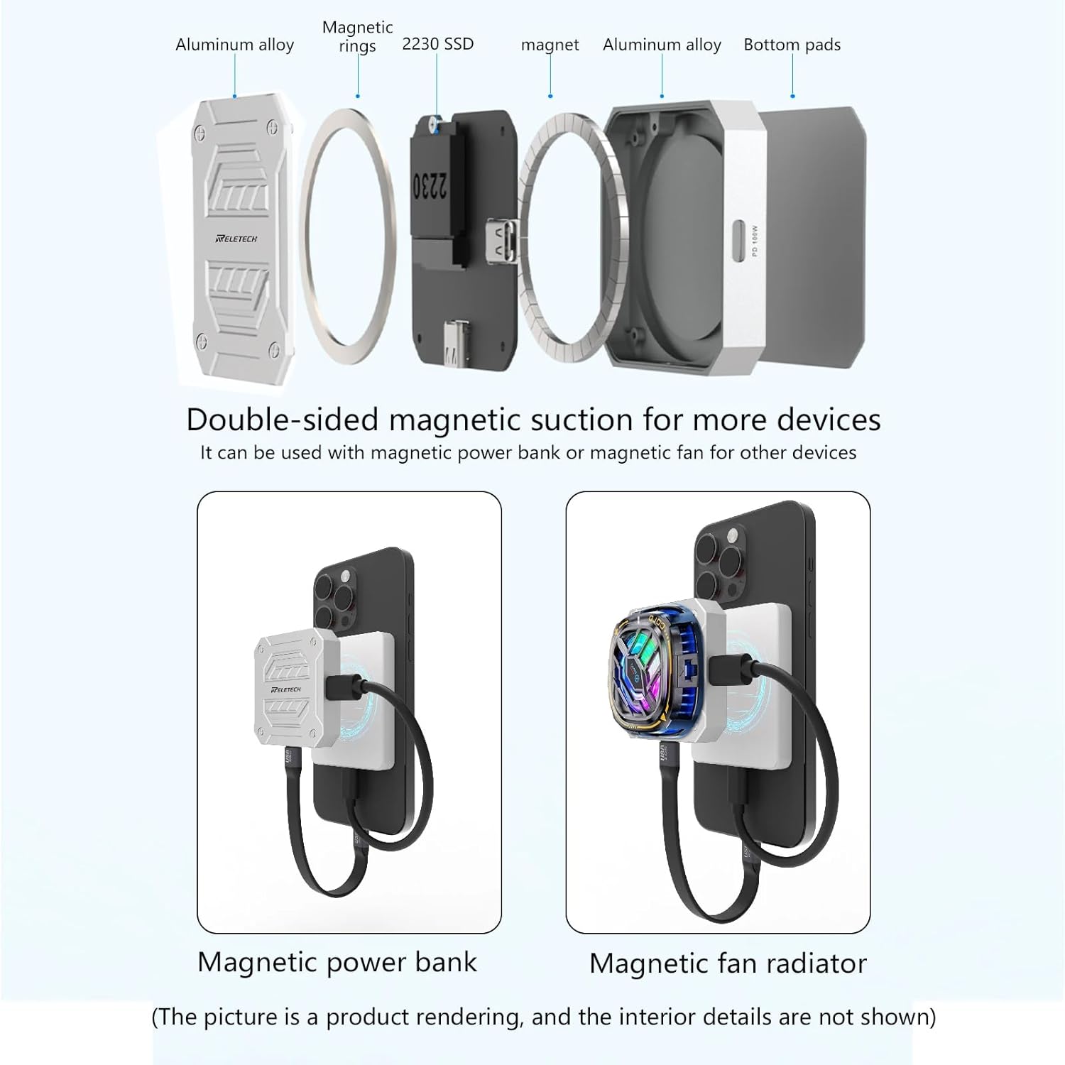 1TB Magnetic Portable External Solid State Drive, Aluminum Alloy, 4K ProRes HDR Record and Store, PD100W Charging Up to 1000MB/s USB 3.2, Compatible with iPhone 16/17, Laptops (White)