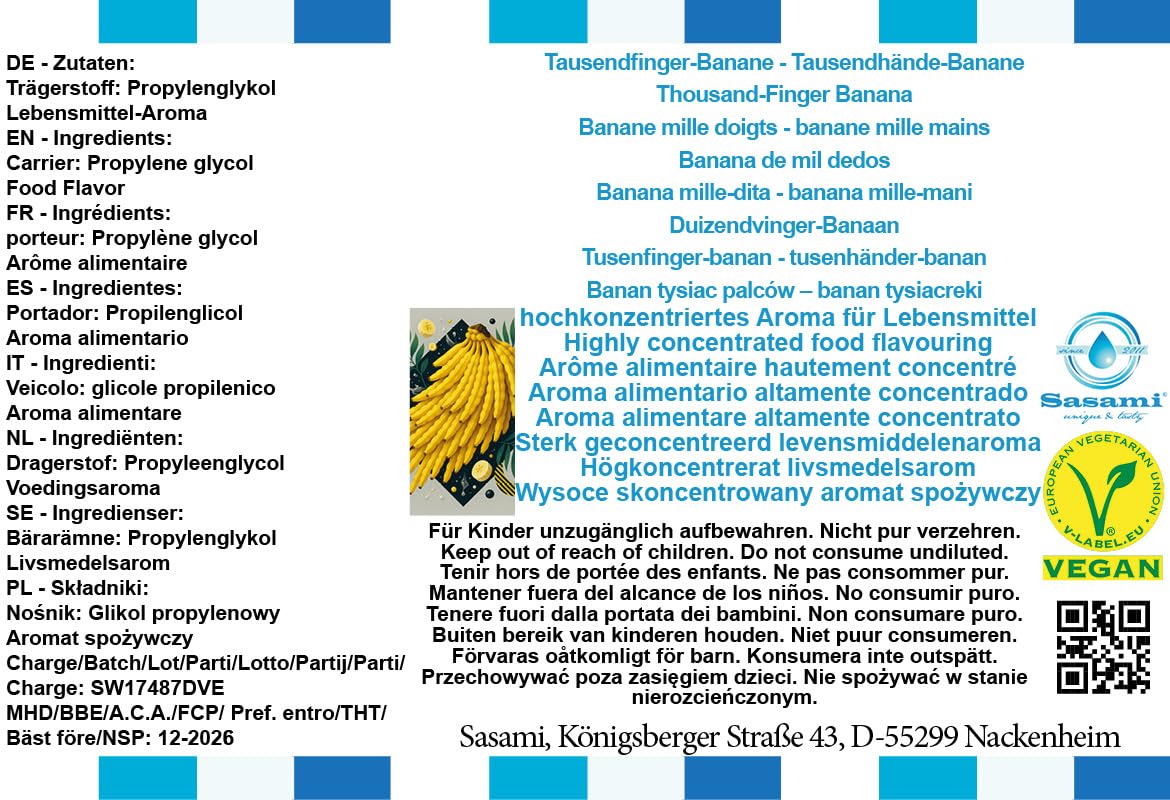 Banan tysiąc palców – banan tysiącręki aromat koncentrat – Wegański – Sasami – 100ml