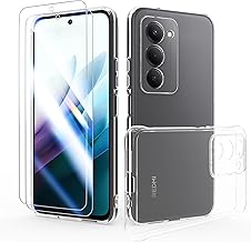 Trasparente Case for Xiaomi Redmi 15 4G/5G (6.9 Inches) with 2 Tempered Glass Screen Protector, Soft TPU Protective Case with Reinforced Corner Bumper Cover